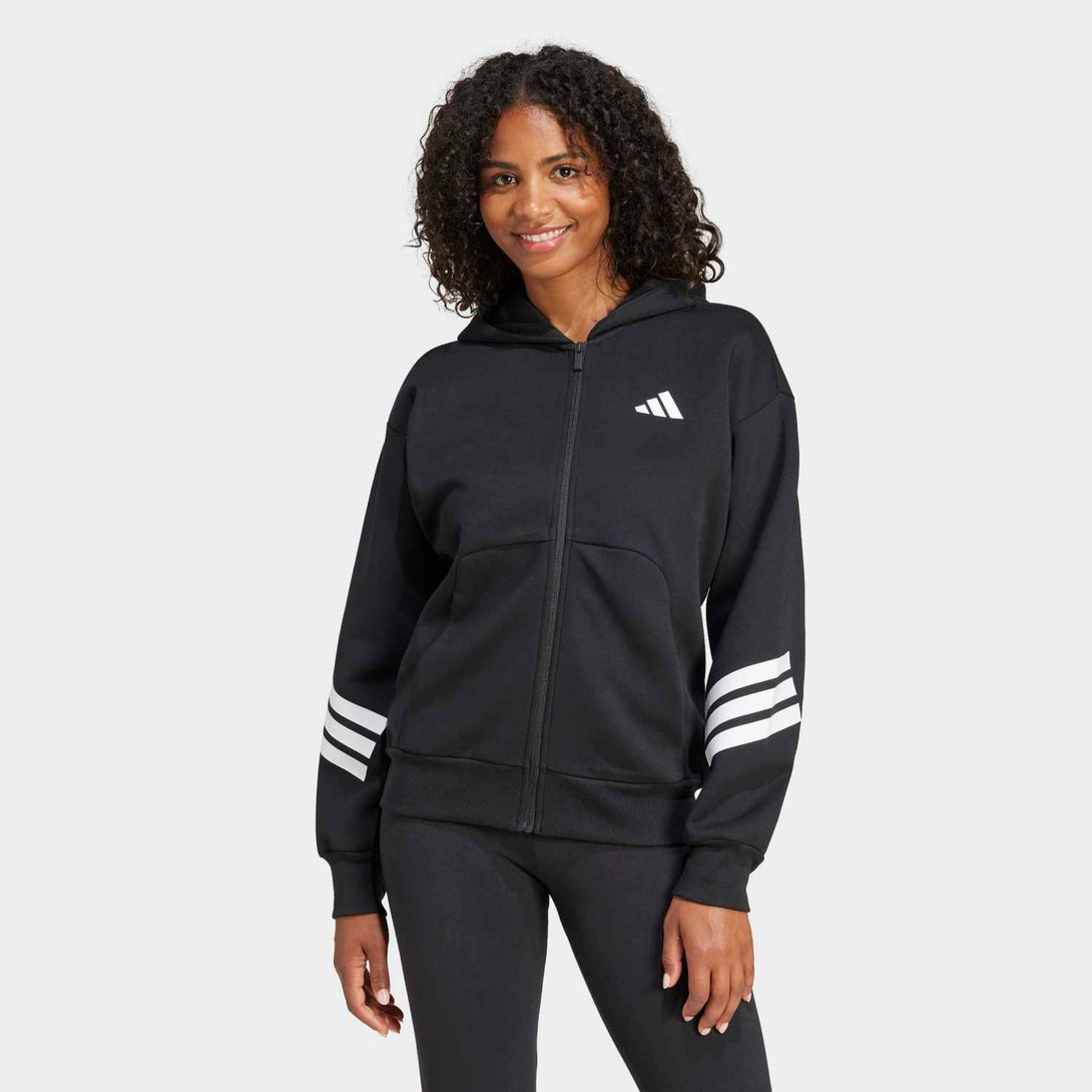 adidas WOMEN Black HOODED TRACK TOP | SKU : JE0171