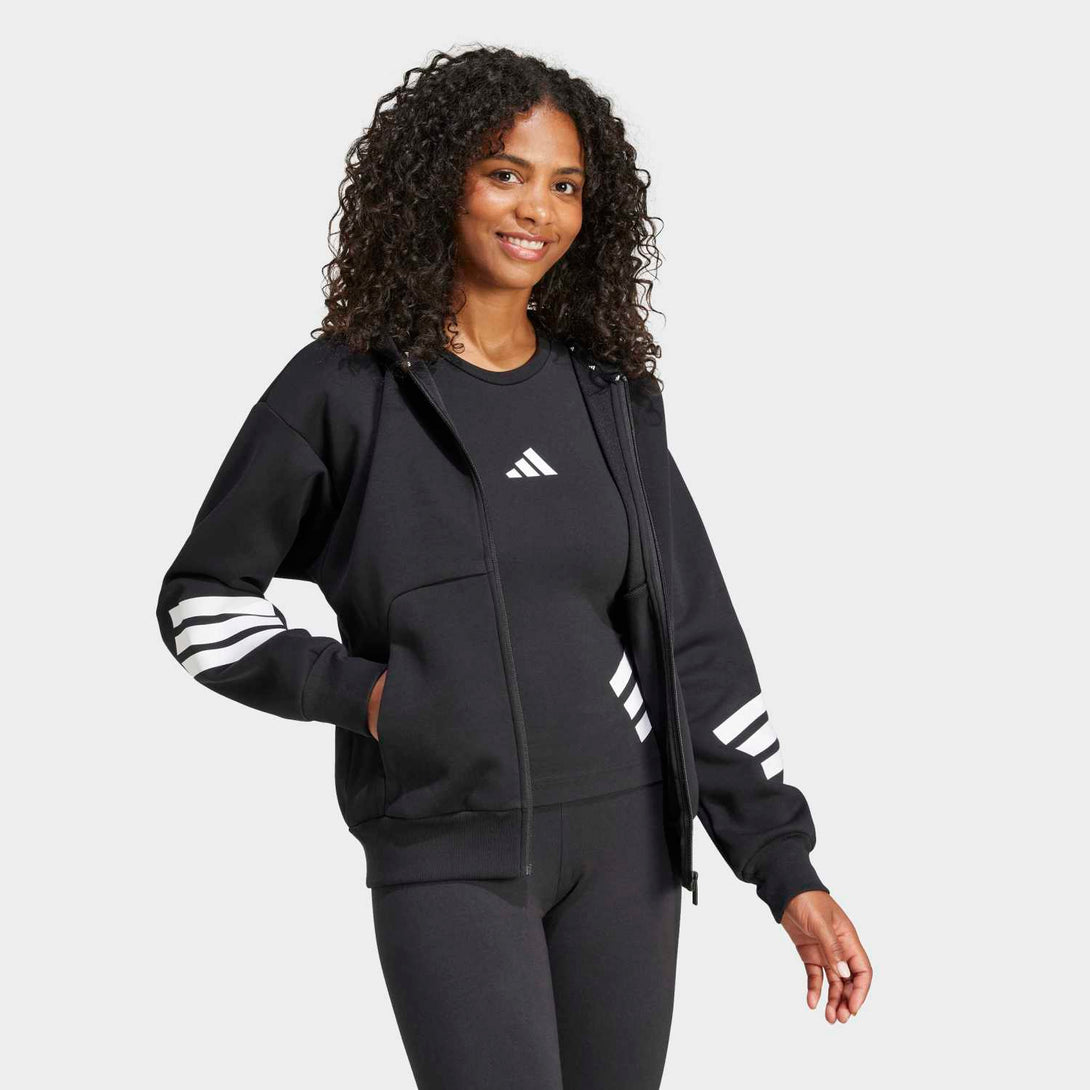 adidas WOMEN Black HOODED TRACK TOP | SKU : JE0171